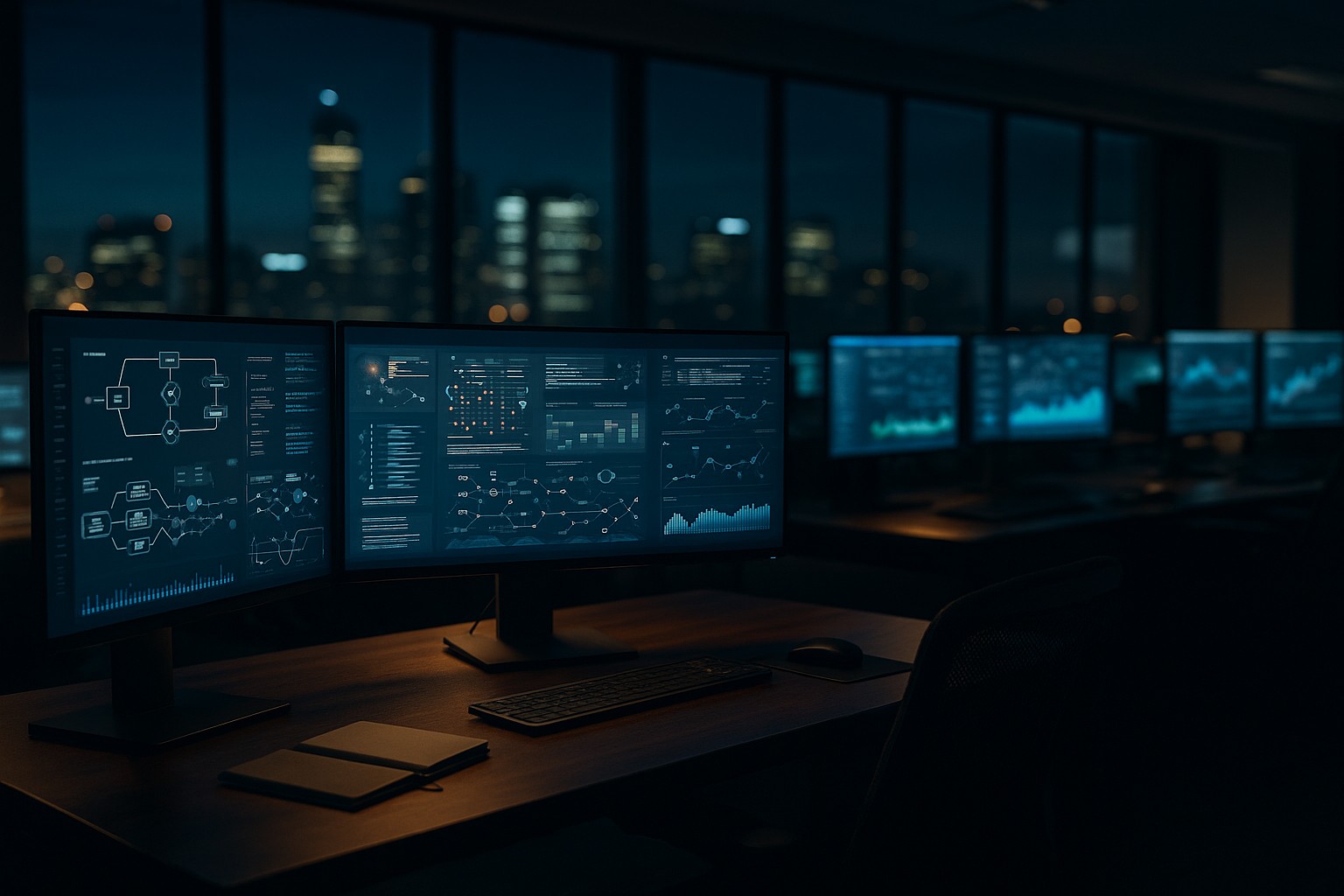 Financial analysts reviewing transaction intelligence and digital verification data